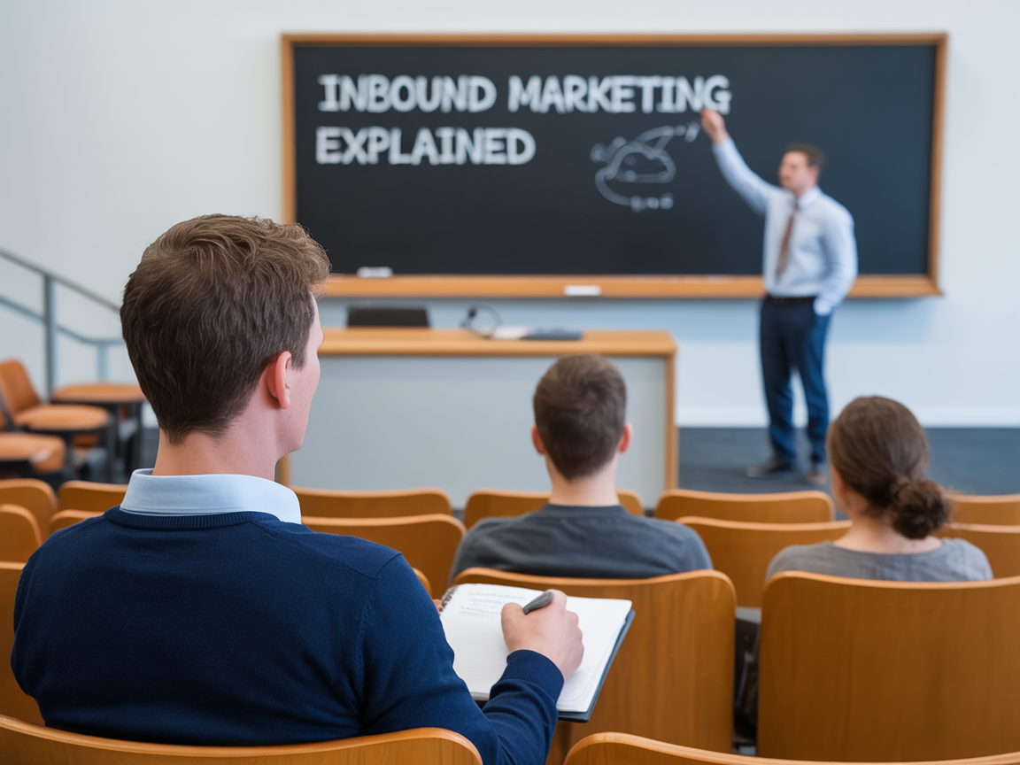 A man in a classroom learning about inbound marketing 