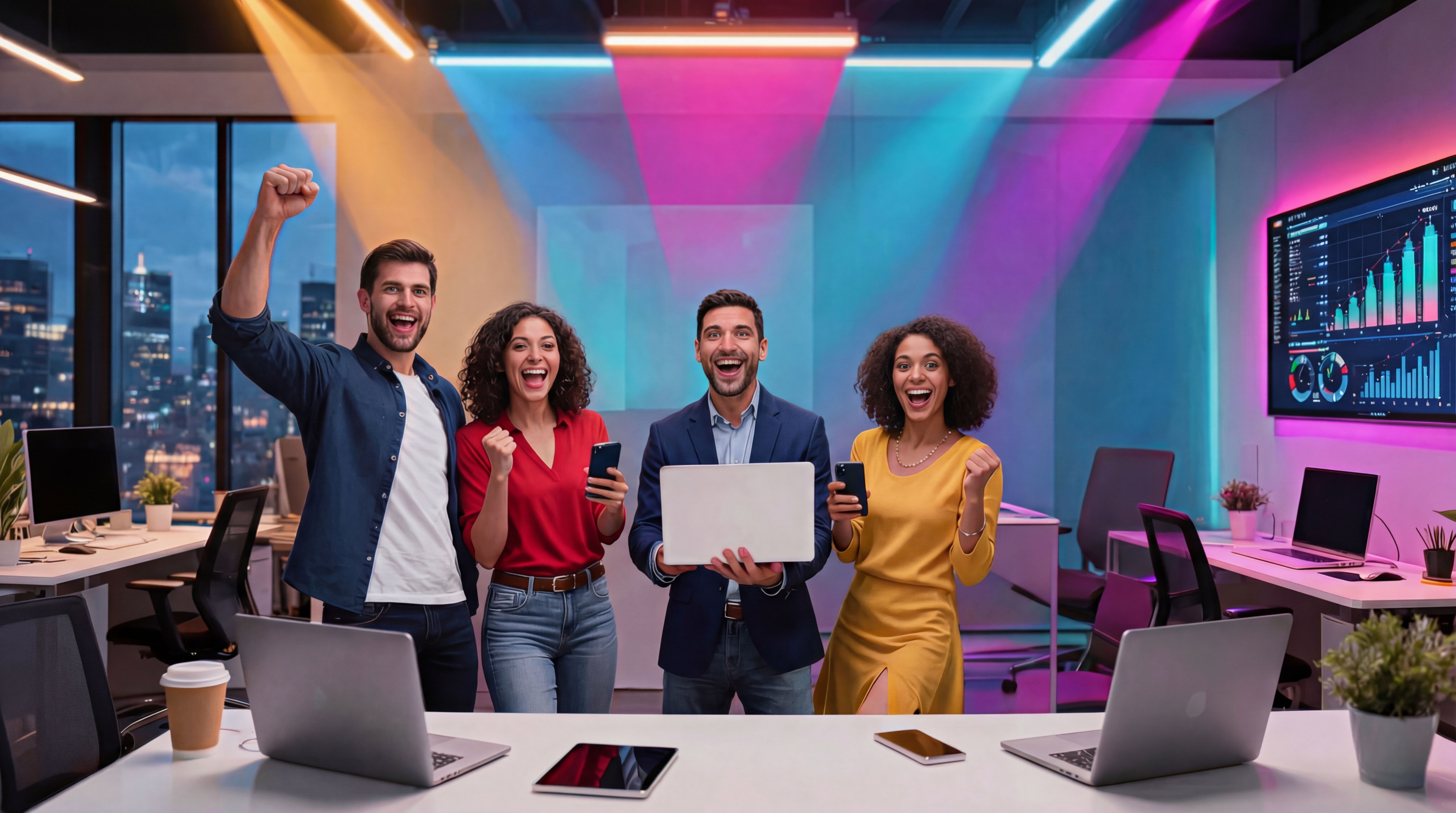 marketing team celebrating sales