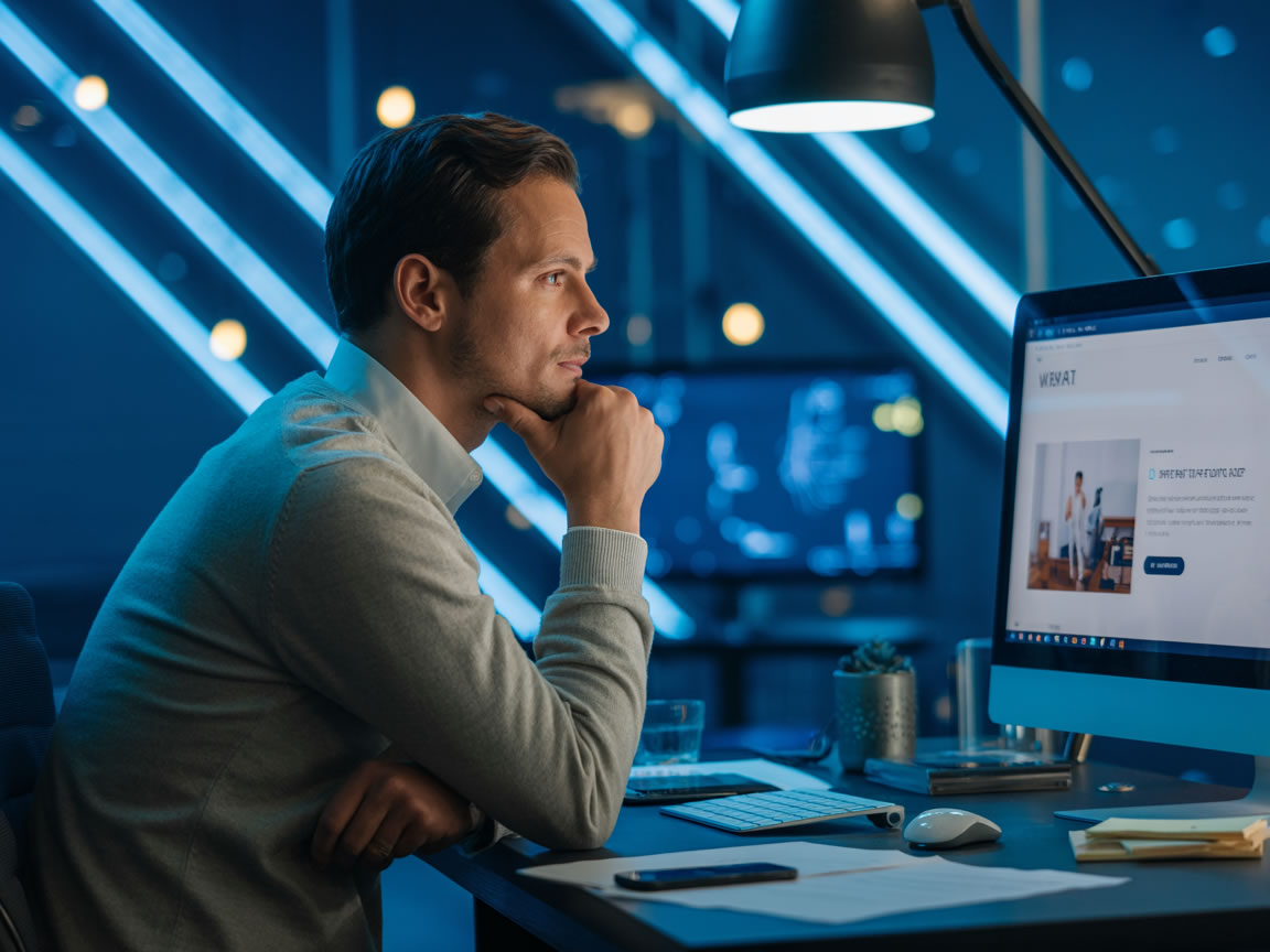 CEO looking at a computer screen