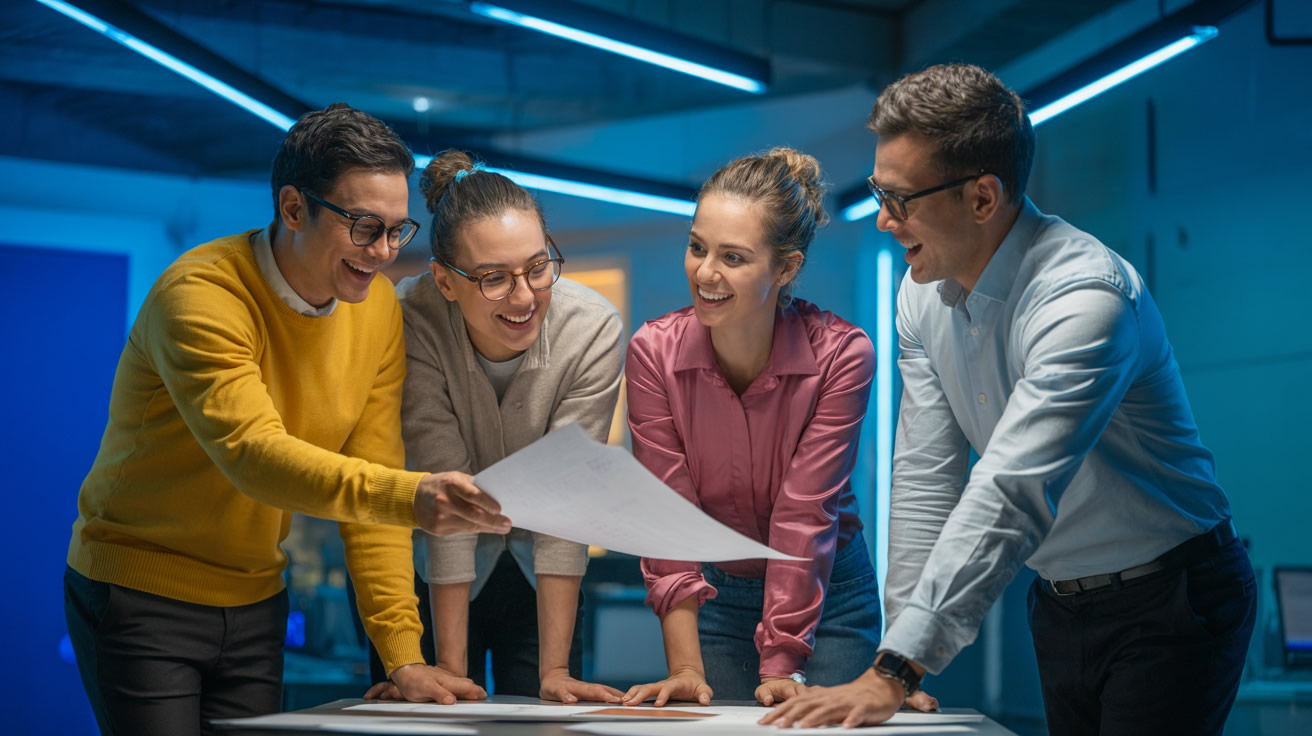 Team-reviewing-marketing-strategy